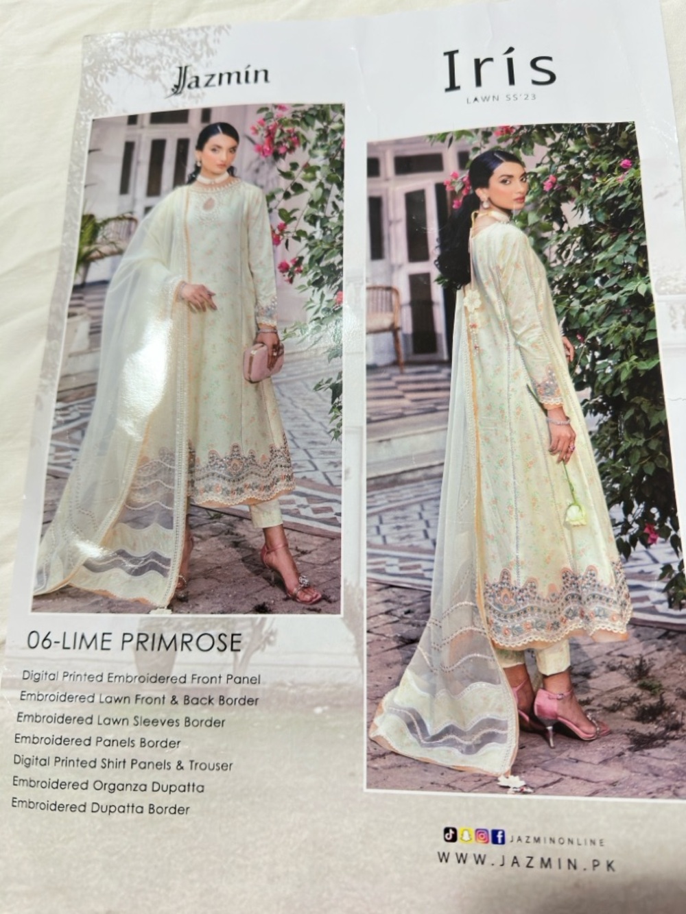 Embroidered Cream Floral Suit with Dupatta in size 23”